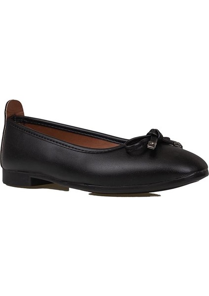 Siyah Mat Fiyonk Bağlama Düz Babet