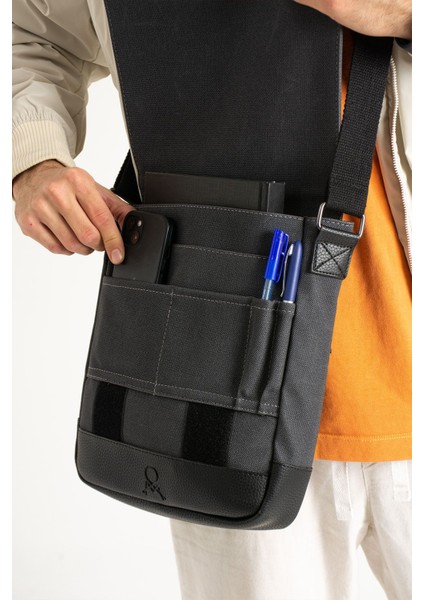 Şık Kanvas Postacı Çantası, Unisex, Siyah, Askılı ve Omuz Kullanımı fiyatları