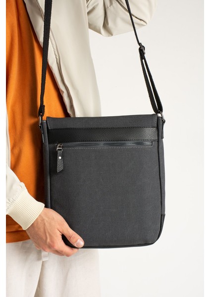 Şık Kanvas Postacı Çantası, Unisex, Siyah, Askılı ve Omuz Kullanımı fırsatları