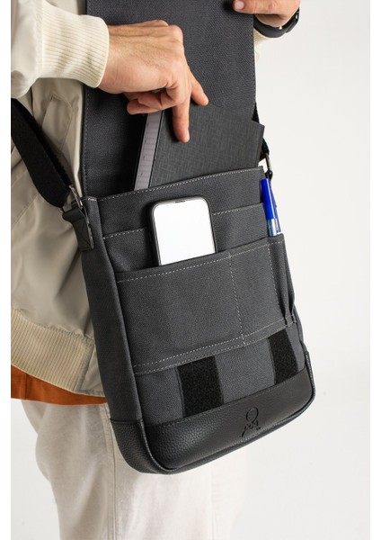 Şık Kanvas Postacı Çantası, Unisex, Siyah, Askılı ve Omuz Kullanımı indirimleri