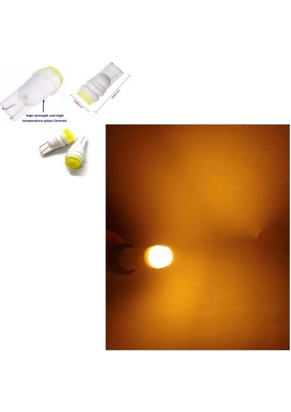 ( 4 x Adet) 1 Set T10 LED Dipsiz Ampul 12V Porselen&seramik Amber (0°ısınma&porselen Zemin)