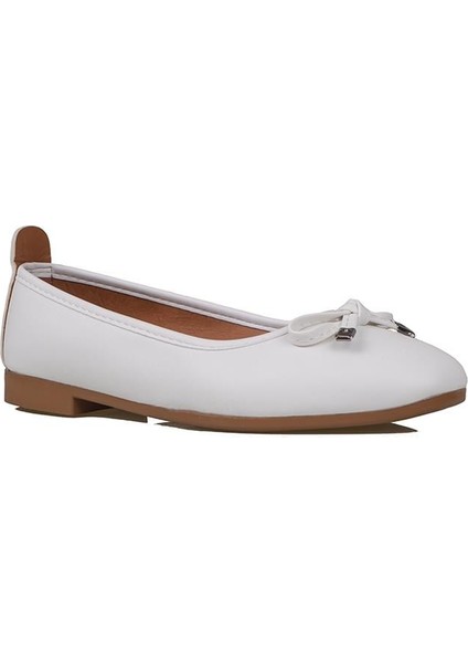 Beyaz Fiyonk Bağlama Düz Babet