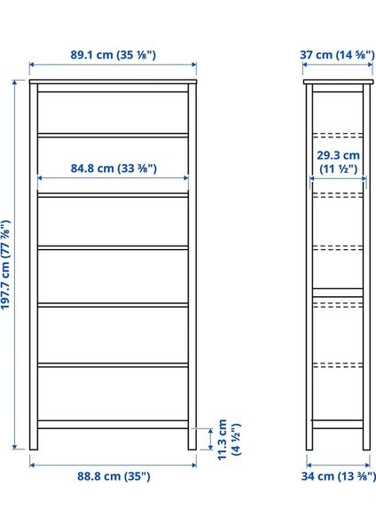 Hemnes Raflı Kitaplık 90 x 197 cm Beyaz Vernik ve Açık Kahverengi Masif Ahşap modelleri