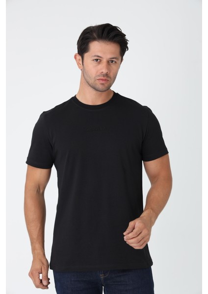 Siyah Tişört - Ön Orta Kısımda Siyah Nakışlı "zekora" Yazı fiyatları