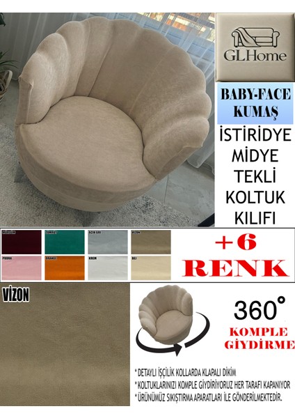 Babyface Kumaş Tekli & Berjer Koltuk Kılıfı, Papatya,istiridye, Midye Model Koltuk Kılıfı