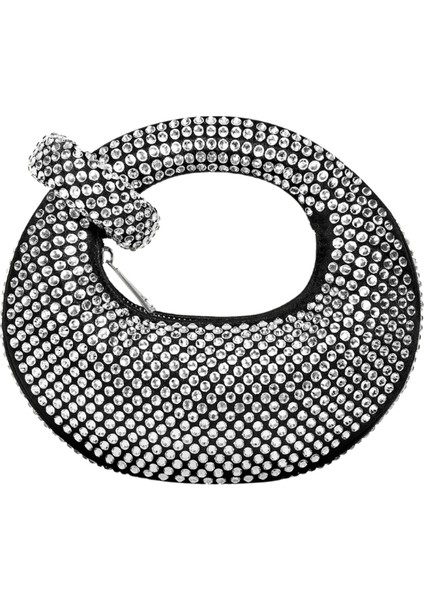 Jw Peı Siyah Kristal Mini Üst Saplı Çanta