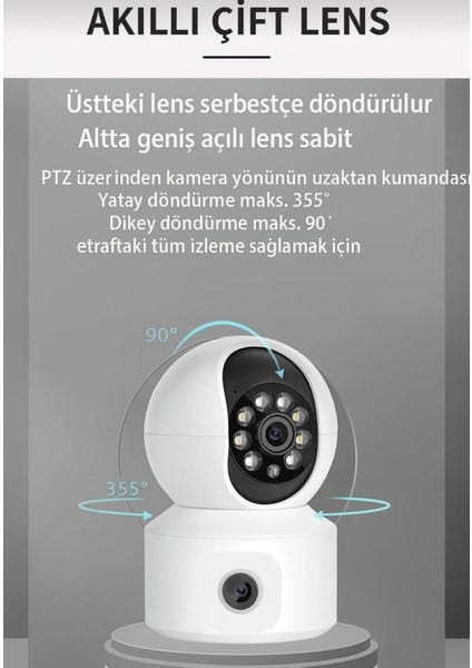 Wifi 4mp Çift Lens Güvenlik Kamerası - Gece Görüşlü, Hareket Algılamalı, Iki Yönlü Sesli