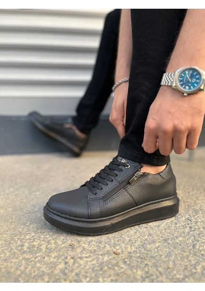 JET-155 Warrior Bağcıklı ve Fermuarlı Cilt Erkek Günlük Sneaker Ayakkabı Cst - Siyah modelleri