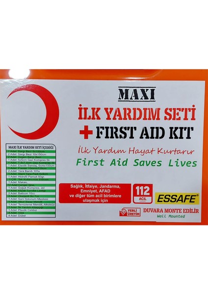 Duvara Monte Edilebilir Ilk Yardım Çantası - 24 Parça modelleri