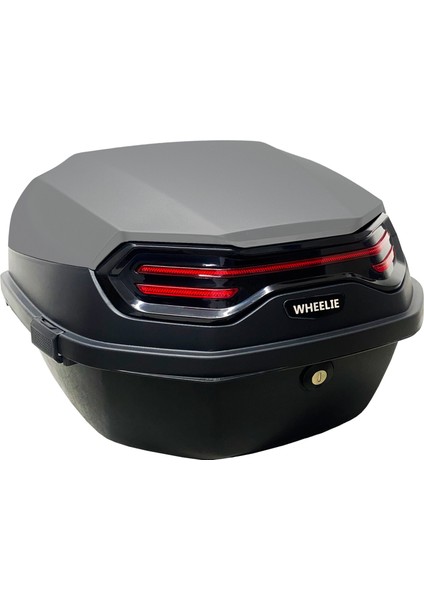 XT08-HG 32 Litre Motosiklet Arka Çanta Honda Gri Parlak Su Geçirmez ABS Çift Kilitleme Üniversal