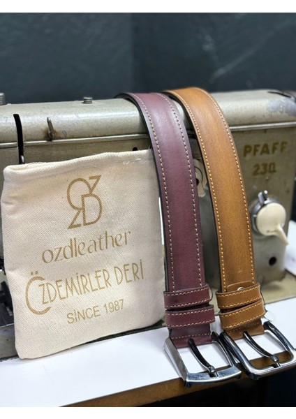 %100 Hakiki Deri Kemer, 4 cm Kemer, Nevada Derisi Kemer Taba-Kahverengi - 105 fiyatları