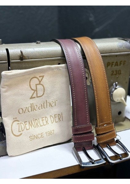 %100 Hakiki Deri Kemer, 4 cm Kemer, Nevada Derisi Kemer Taba-Kahverengi - 105 fırsatları