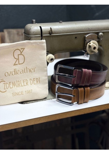 %100 Hakiki Deri Kemer, 4 cm Kemer, Nevada Derisi Kemer Taba-Kahverengi - 105 indirimleri