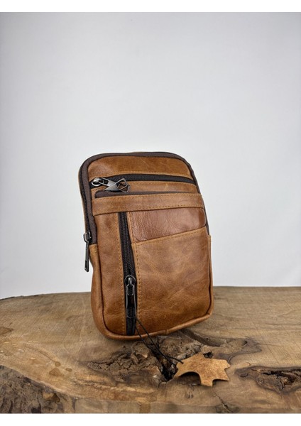 Hakiki Deri Unisex Telefon Çantası, Deri Bel Çantası, Çok Bölmeli Deri Omuz Çantası Taba fırsatları