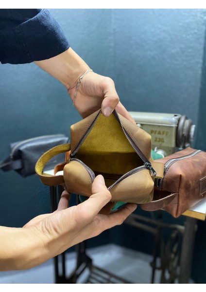 Hakiki Crazy Deri Kestane Unisex Seyahat Çantası, Dopp Kitt,traşlık,el Çantası indirimleri