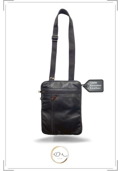 Hakiki Deri Siyah Postacı Çantası, Şık ve Kullanışlı Tasarım