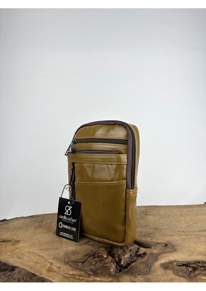 Hakiki Deri Unisex Telefon Çantası, Deri Bel Çantası, Çok Bölmeli Deri Omuz Çantası Zeytin Yeşili fiyatları
