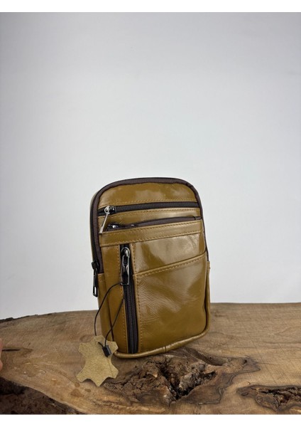 Hakiki Deri Unisex Telefon Çantası, Deri Bel Çantası, Çok Bölmeli Deri Omuz Çantası Zeytin Yeşili indirimleri