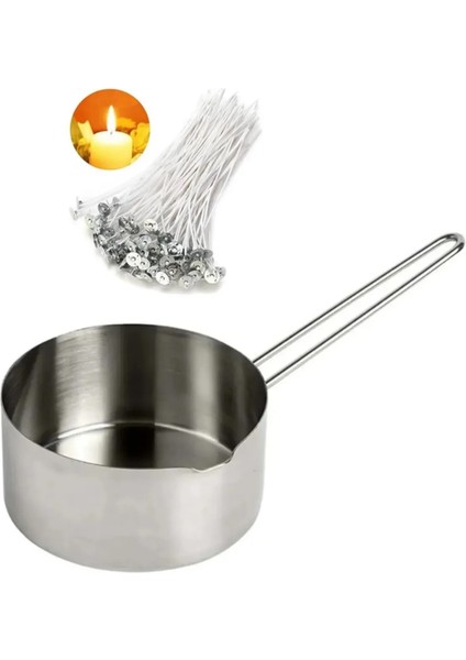 Mum Eritme Kabı 500 ml Hazır Mum Fitil Tutacaklı 20 Adet Mum Yapım Seti
