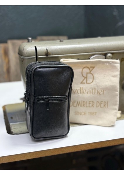 3 Gözlü Dik Deri Kemerlik, Deri Kemer Cüzdanı, Kemer Çantası, Inşaatçı Boyacı Çantası