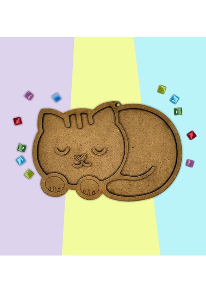 Uyayan Kedi Mozaik Sanat Seti- Ahşap Figürlü Sanatsal Mozaik Çocuk Etkinlik Seti-Kendin Yap Seti fiyatları