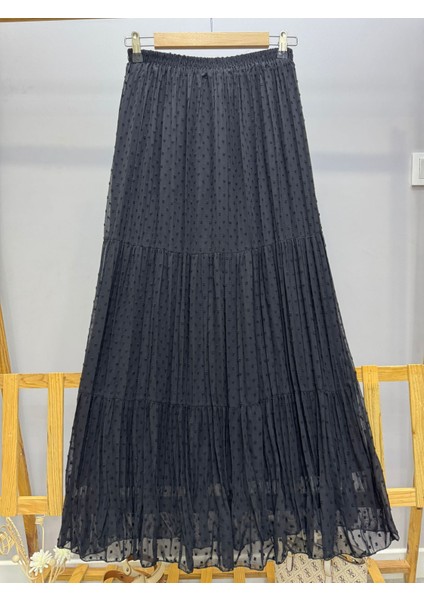 Kabartma Desenli Şifon Etek