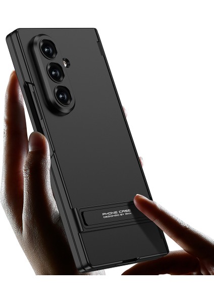 Samsung Galaxy Z Fold 7 Kılıf L Standlı Kamera Korumalı Kıpta Titanyum Renkli Mıknatıslı Pc Mika Kapak