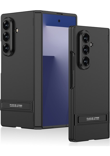 Samsung Galaxy Z Fold 7 Kılıf L Standlı Kamera Korumalı Kıpta Titanyum Renkli Mıknatıslı Pc Mika Kapak