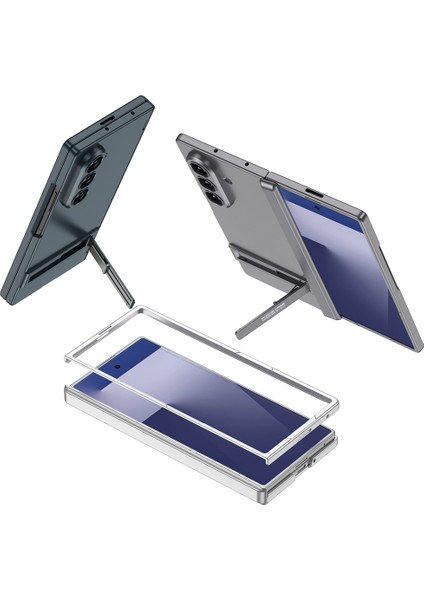Samsung Galaxy Z Fold 7 Kılıf L Standlı Kamera Korumalı Kıpta Titanyum Renkli Mıknatıslı Pc Mika Kapak modelleri