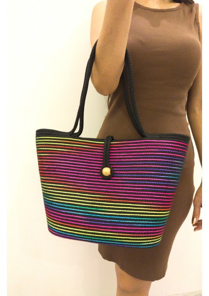 Tasarım Düğmeli Renkli Kadın Kol ve Omuz Çantası Yıkanabilir Kordon Ip Çanta fiyatları