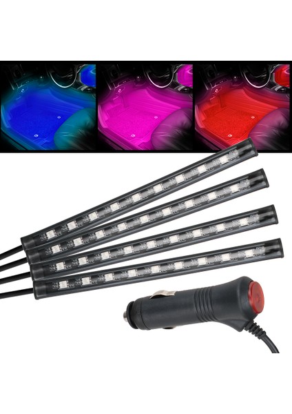 48 LED Araç Içi Ayak Altı LED Işık Kumandalı Müziğe Duyarlı Çakmaklık Girişli Çok Renkli Araç Içi Aydınlatma fırsatları