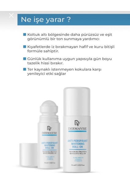 Antiperspirant Roll-On Kadınlar İçin Aydınlatıcı Etki 75 ml Niacinamide İçerir modelleri
