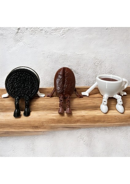 Kahve Keyfinin Maskotları –bütün Kurabiye, Kahve Fincanı ve Kahve Çekirdeği 3'lü Dekor Seti