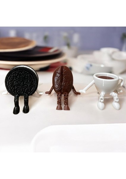 Kahve Keyfinin Maskotları –bütün Kurabiye, Kahve Fincanı ve Kahve Çekirdeği 3'lü Dekor Seti modelleri