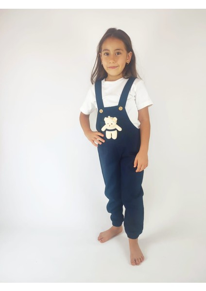 Kısa Kollu Tişört ve Ayıcıklı, Askı Boyu Ayarlanabilen Salopet Tulum 2'li Kız-Erkek Çocuk Takım fırsatları