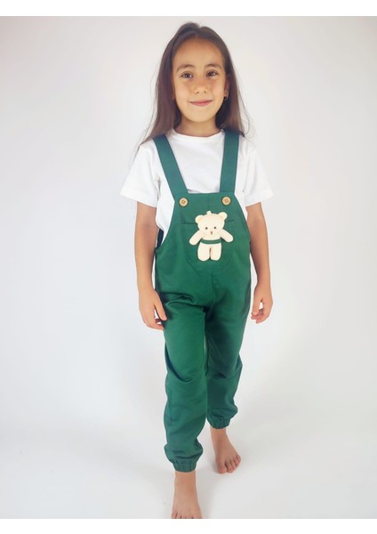 Kısa Kollu Tişört ve Ayıcıklı, Askı Boyu Ayarlanabilen Salopet Tulum 2'li Kız-Erkek Çocuk Takım fırsatları