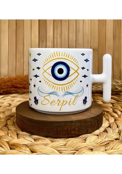 Kişiye Özel Isimli Nazar Göz Temalı T Kupa