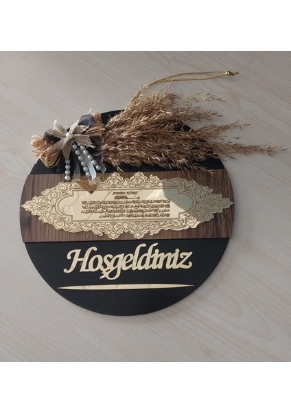 Ayetelkürsü Hoşgeldiniz Aynalı Pleksi Hediyelik Kapı Süsü