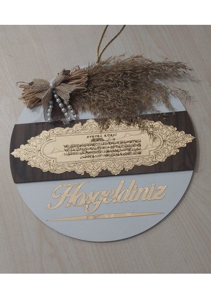 Ayetelkürsü Hoşgeldiniz Aynalı Pleksi Hediyelik Kapı Süsü