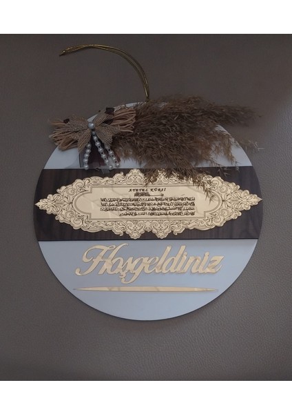 Ayetelkürsü Hoşgeldiniz Aynalı Pleksi Hediyelik Kapı Süsü modelleri