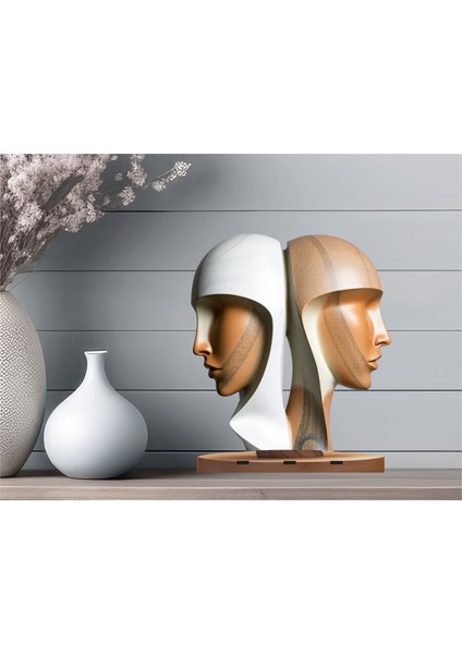 3D Ayaklı Ahşap Heykel Fotoğraf Baskı V1