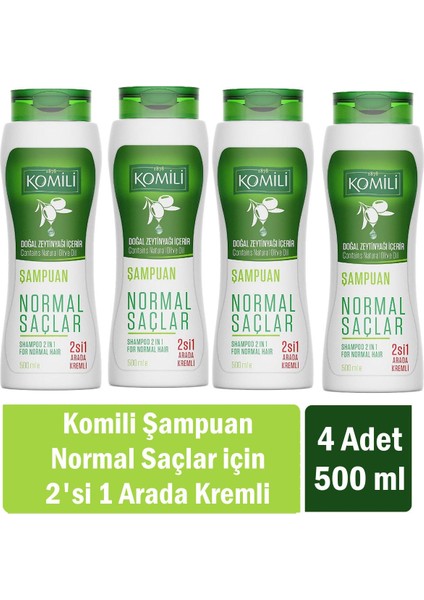 Normal Saçlar Için 2'si 1 Arada Kremli Vegan Temel Bakım Şampuanı 500 ml x 4 Adet