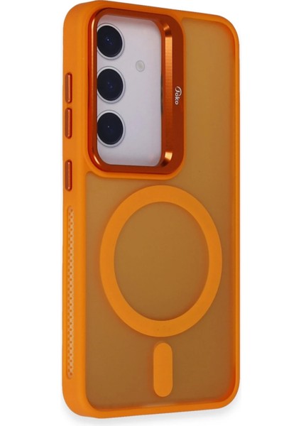 Samsung Galaxy S24 Plus Flet Lens Magsafe Kapak - Turuncu Dpmah