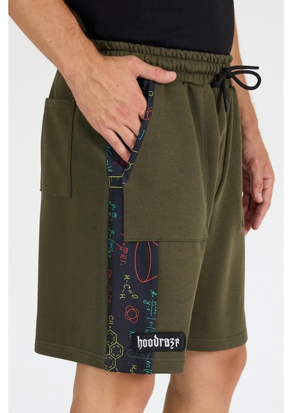 Erkek Haki Yan Geniş Garni Şort