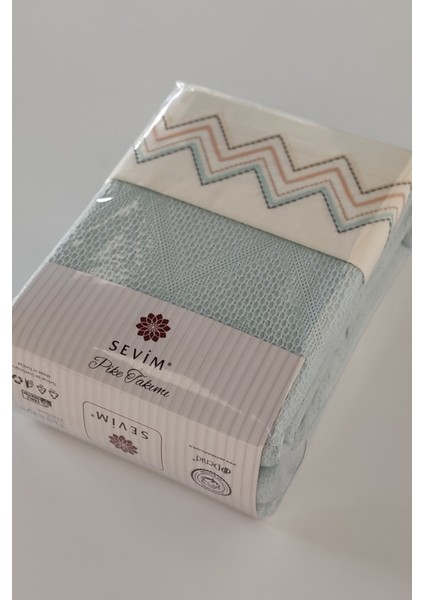 Jakar Desen Çift Kişilik Waffle Pike Takımı - Saçaklı Pike Delfina - Mint modelleri