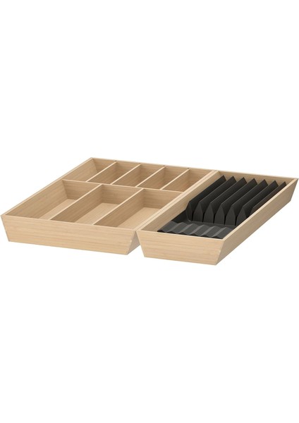 Uppdatera Çekmece Düzenleyici Bambu Antrasit 52 x 50 cm Mutfak Içi Organizer