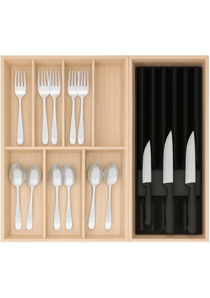 Uppdatera Çekmece Düzenleyici Bambu Antrasit 52 x 50 cm Mutfak Içi Organizer fiyatları