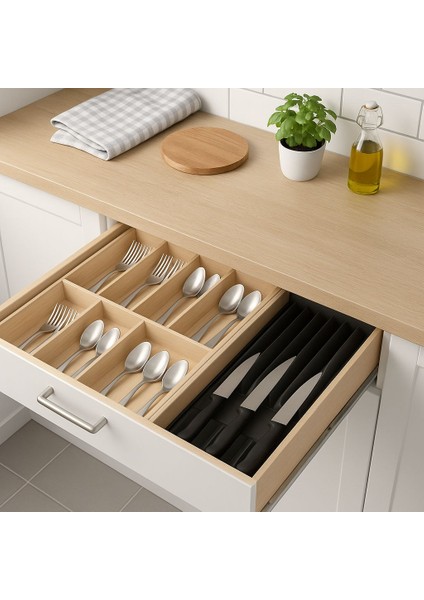 Uppdatera Çekmece Düzenleyici Bambu Antrasit 52 x 50 cm Mutfak Içi Organizer modelleri