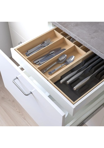 Uppdatera Çekmece Düzenleyici Bambu Antrasit 52 x 50 cm Mutfak Içi Organizer fırsatları