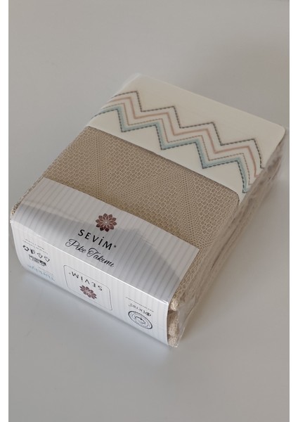 Çift Kişilik Jakar Desen Petekli Pike Takımı - Çeyizlik Pike Seti-Delfina-Kapuçino modelleri